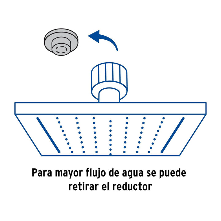 Regadera cuadrada 4", acero inox, sin brazo, negro, Tubig - Mundo Tool 