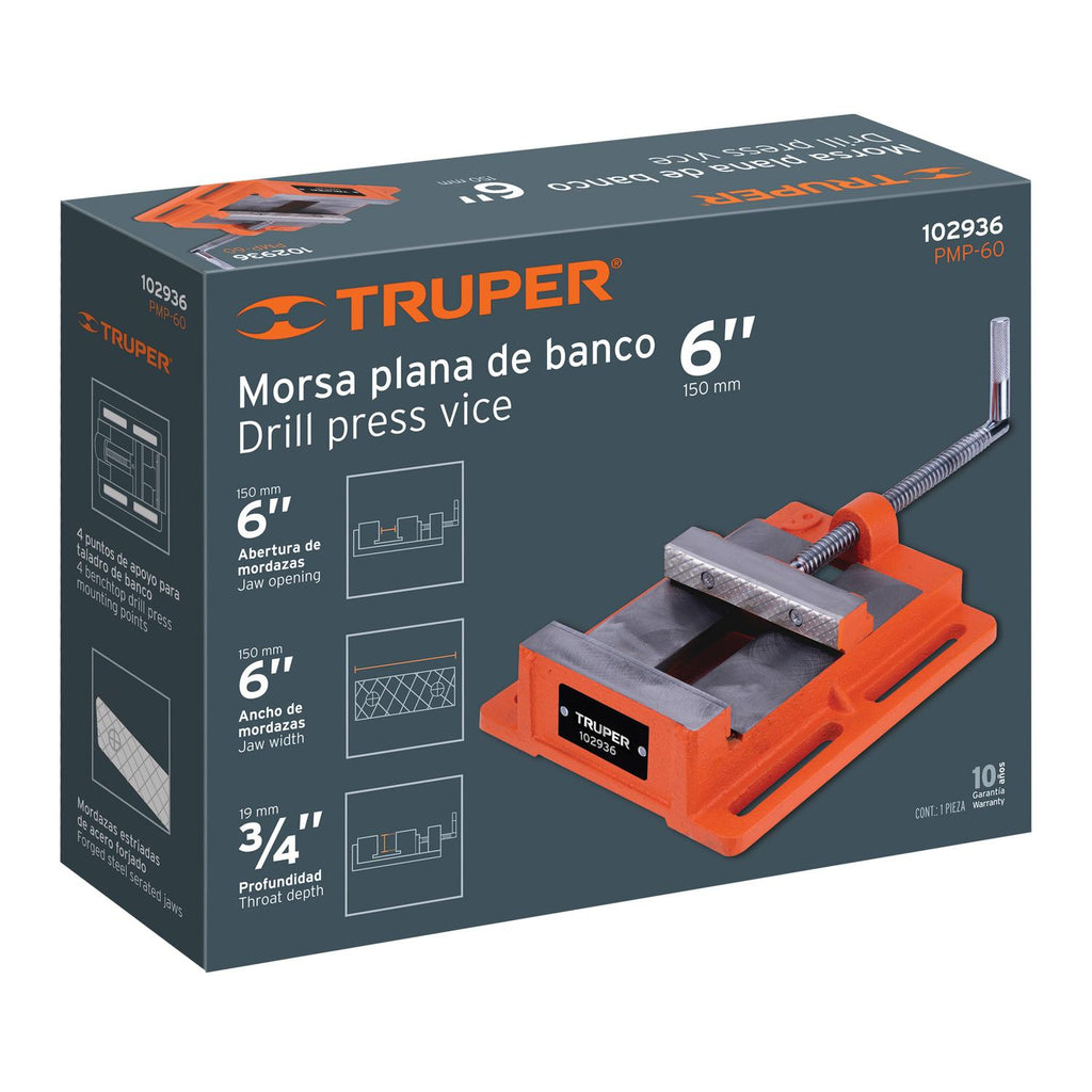 Prensa morsa plana 150 mm, Truper - Mundo Tool 