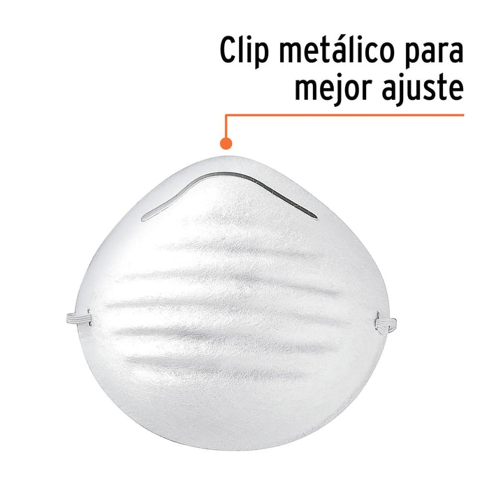 Mascarilla tipo concha, para polvos, caja 50 piezas Truper - Mundo Tool 