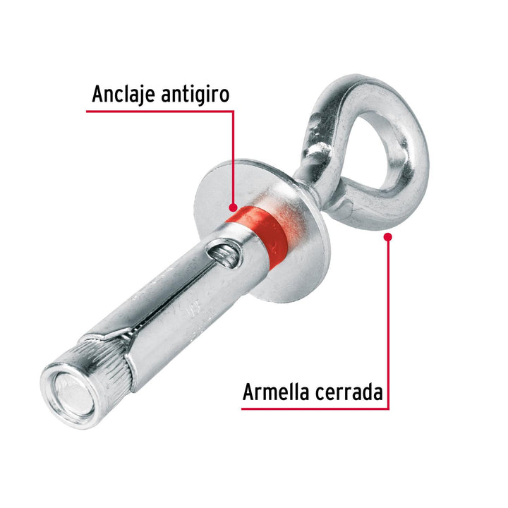 Caja con 25 taquetes expansivos 16x90 mm con armella cerrada - Mundo Tool 