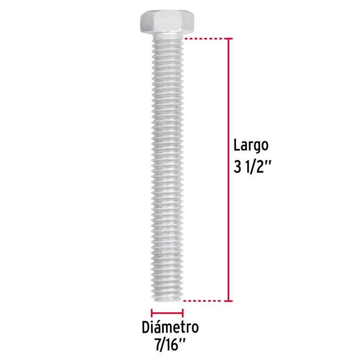 Tornillo Acero Galvanizado 7/16x3 1/2'20 Pzas Fiero - Mundo Tool 