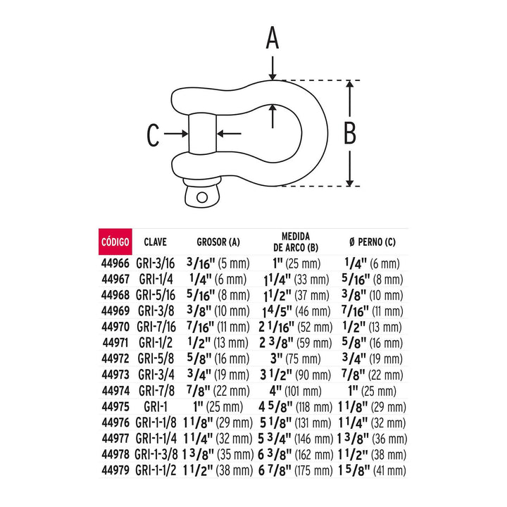 Grillete De 1-3/8' Fiero - Mundo Tool 