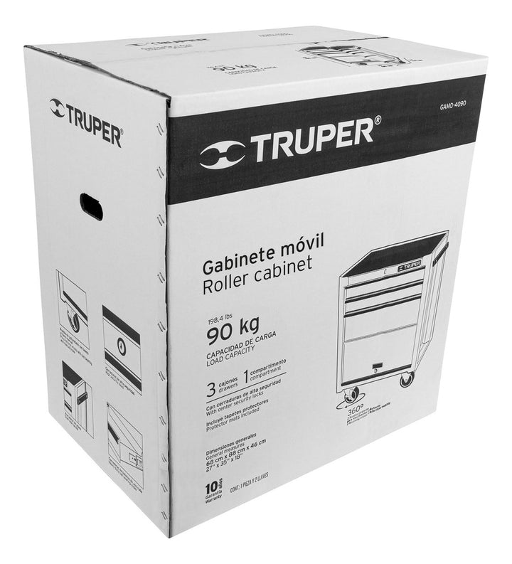 Gabinete Metálico Móvil, 4 Cajones, Capacidad 90 Kg. Truper - Mundo Tool 