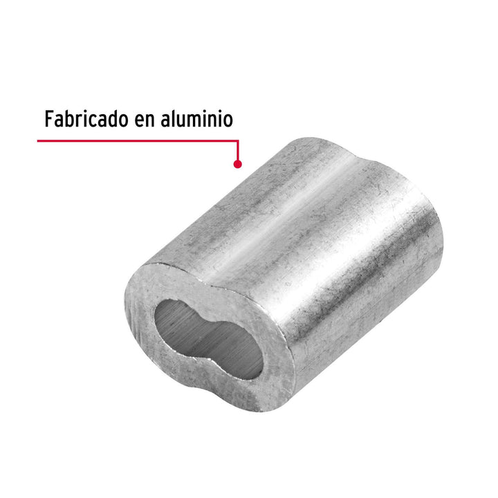 Bolsa con 50 casquillos dobles de aluminio, 1/8", Fiero - Mundo Tool 