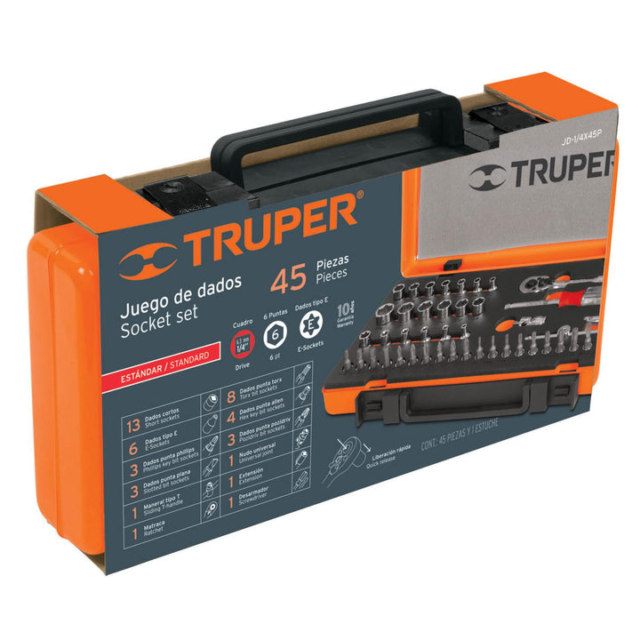 Juego de 45 herramientas cuadro 1/4" std para mecánico - Mundo Tool 
