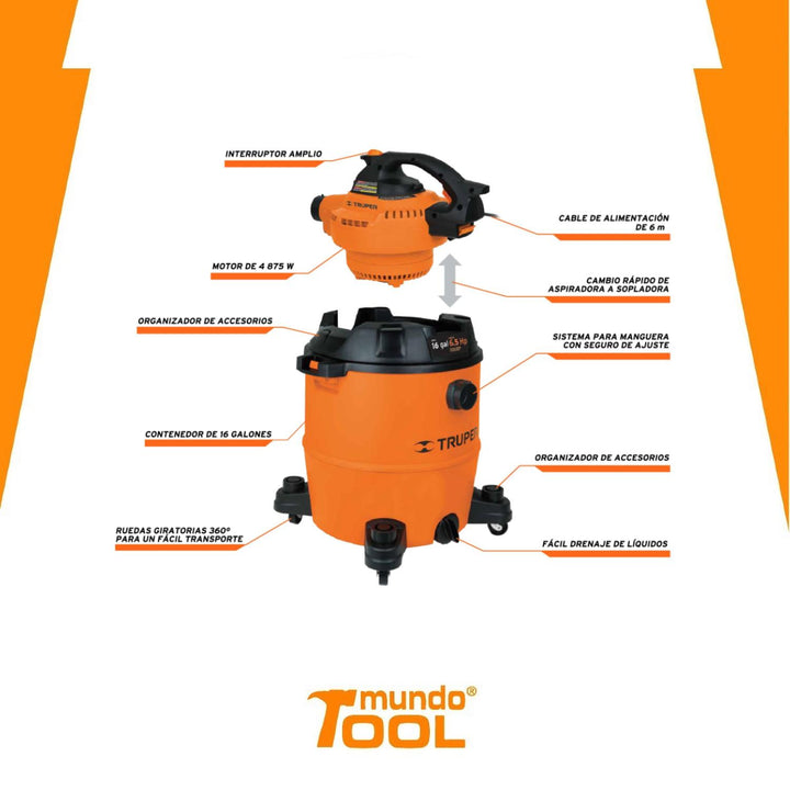 Aspiradora De 16 Galones - Mundo Tool 