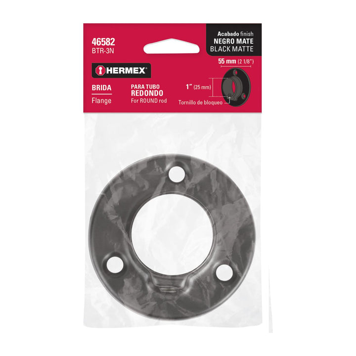 Brida negra para tubo redondo de closet, Hermex - Mundo Tool 