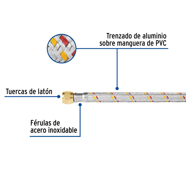 Manguera Para gas Aluminio 5/16' X 250 Cm Pretul - Mundo Tool 