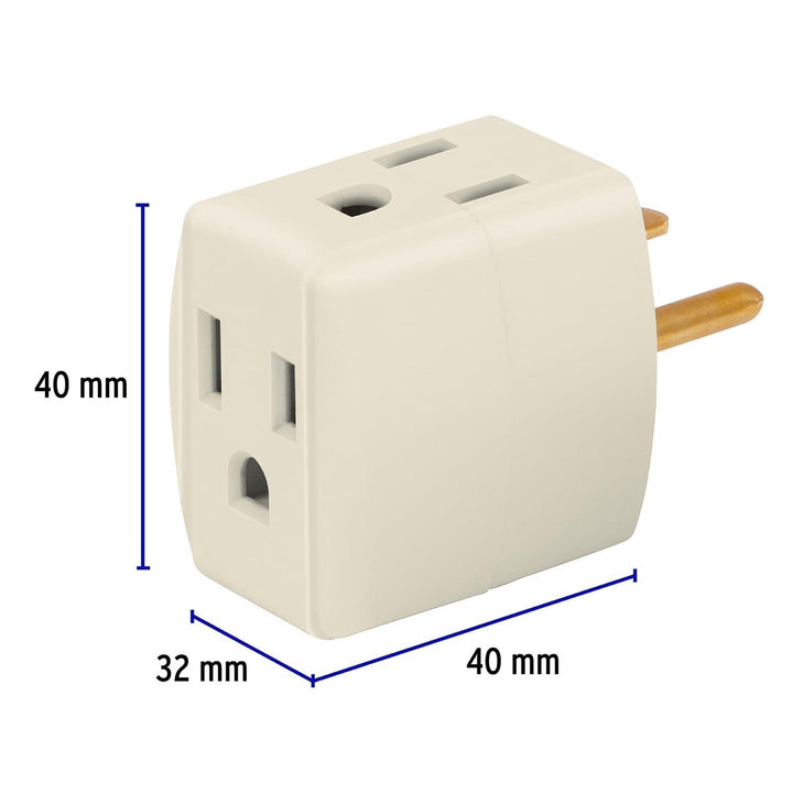 Multicontacto triple aterrizado, tipo cubo, Volteck - Mundo Tool 