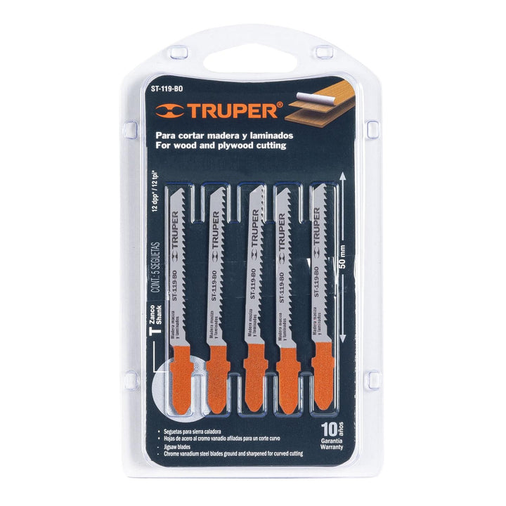 Blíster con 5 seguetas 12 DPP zanco "T" corte curvo madera - Mundo Tool 