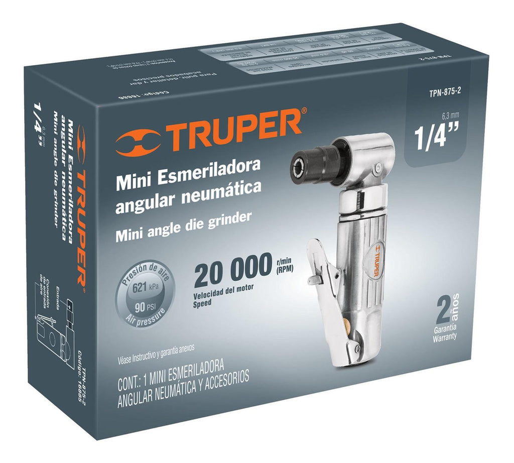 Rectificador neumático 1/4" angular, Truper - Mundo Tool 