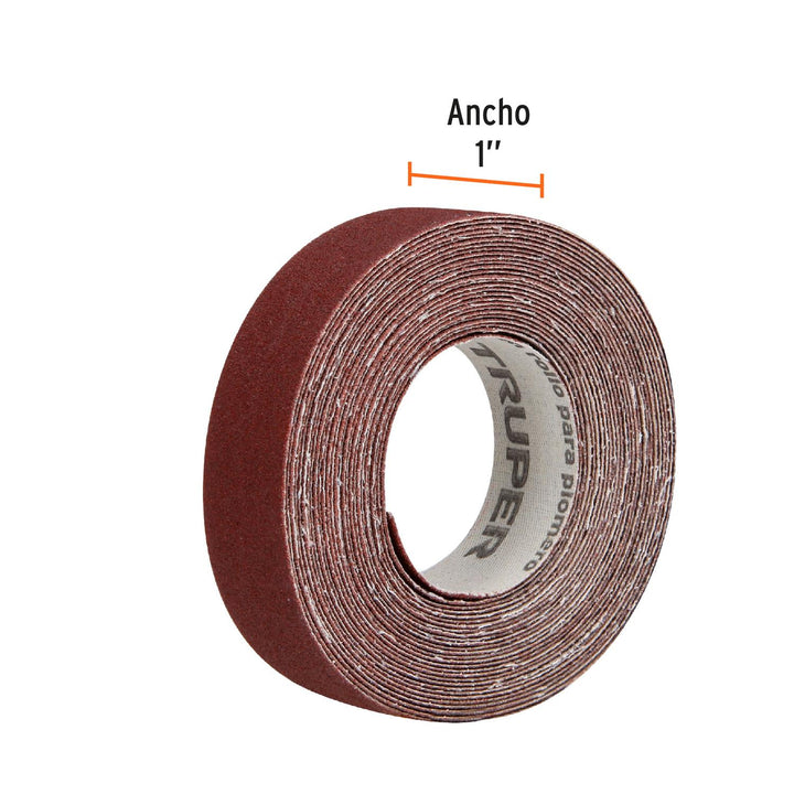 Lija para plomero grano 120 ancho 1". Rollo de 5 m - Mundo Tool 