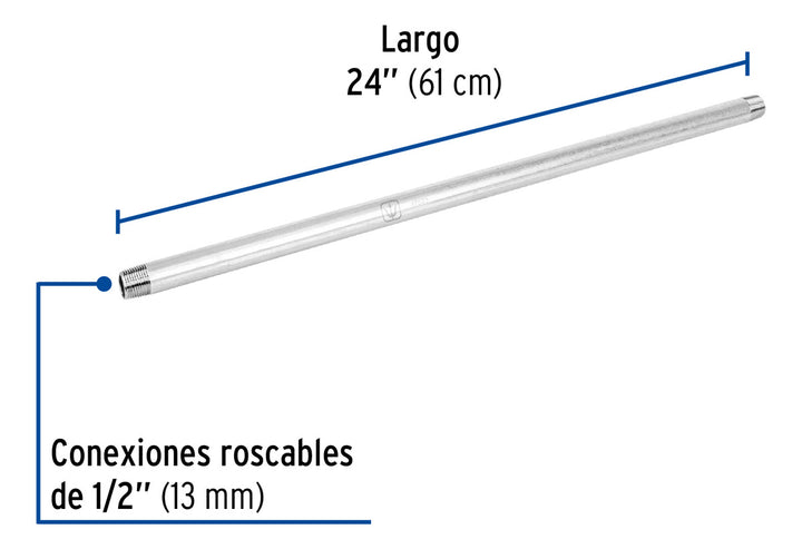 Niple Galvanizado 1/2' X 24' Cédula 40 Foset 47523 - Mundo Tool 
