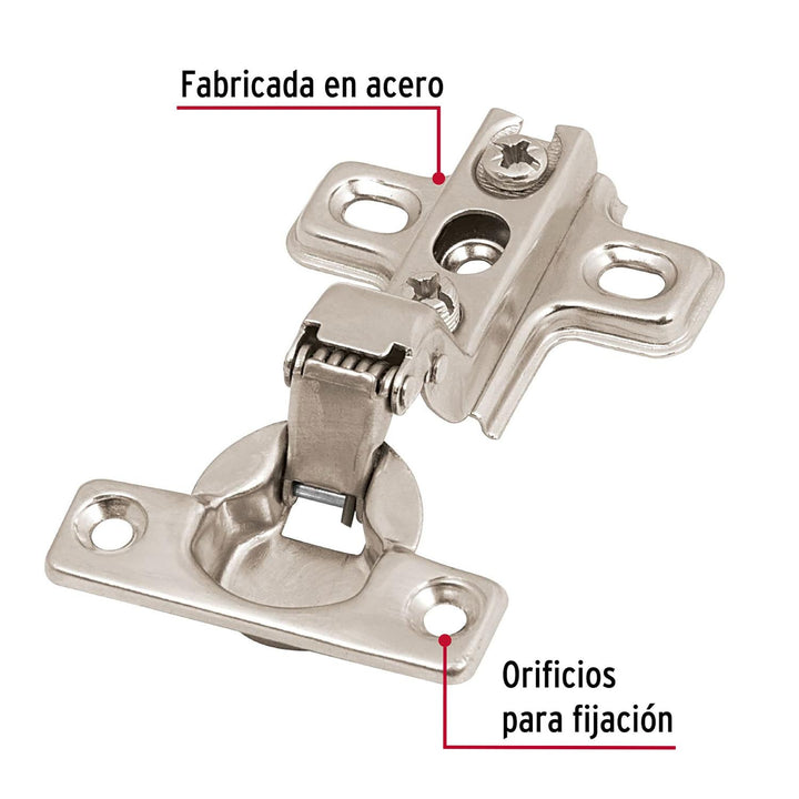 Bisagras bidimensionales de 95° cobertura interna. Bolsa c/2 piezas - Mundo Tool 