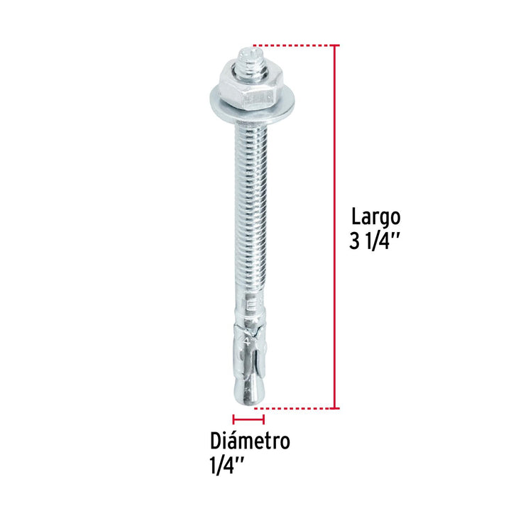 Bolsa con 6 taquetes arpón 1/4' x 3-1/4', Fiero - Mundo Tool 