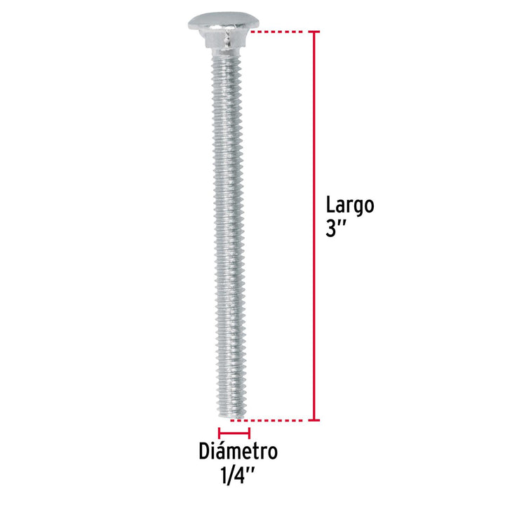 Tornillo Tipo Coche Galvanizado 1/4 X 3' 50pz Fiero - Mundo Tool 