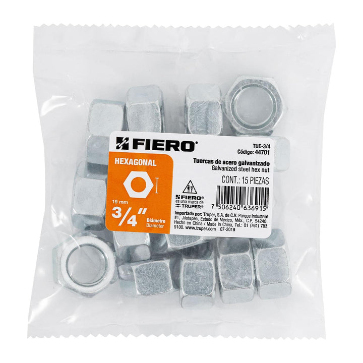 Tuerca De Hexagonal De 3/4 15 Pzas Fiero - Mundo Tool 