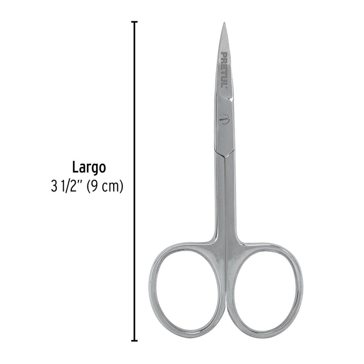 Tijera 3-1/2' acero inox punta curva para manicure, Pretul - Mundo Tool 