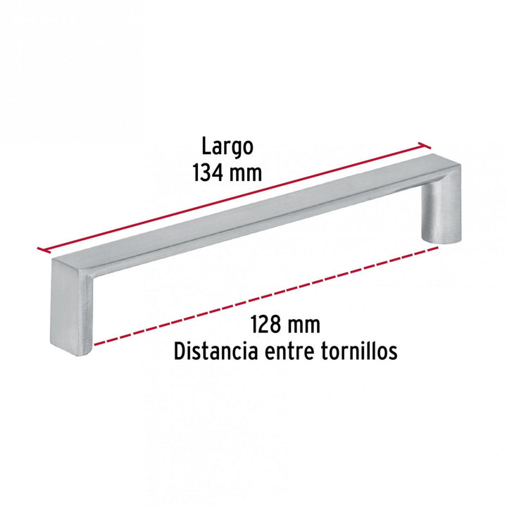 Jaladera Niquel Satinado Estilo Andamio 128 mm Hermex - Mundo Tool 