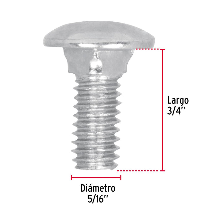 Tornillo tipo coche, 5/16 x 3/4', bolsa con 80 piezas Fiero - Mundo Tool 