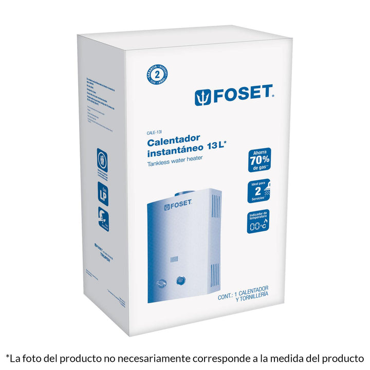 Calentador de Paso Instantáneo, 13L, gas natural,2 servicios Foset - Mundo Tool 