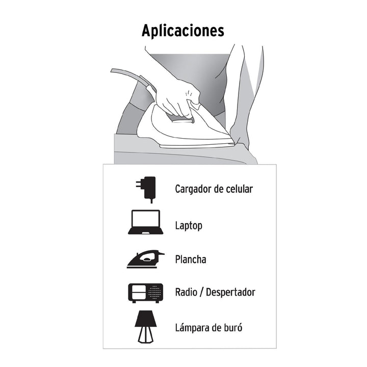 Extensión doméstica aterrizada 8 m blanca con clavija plana - Mundo Tool 