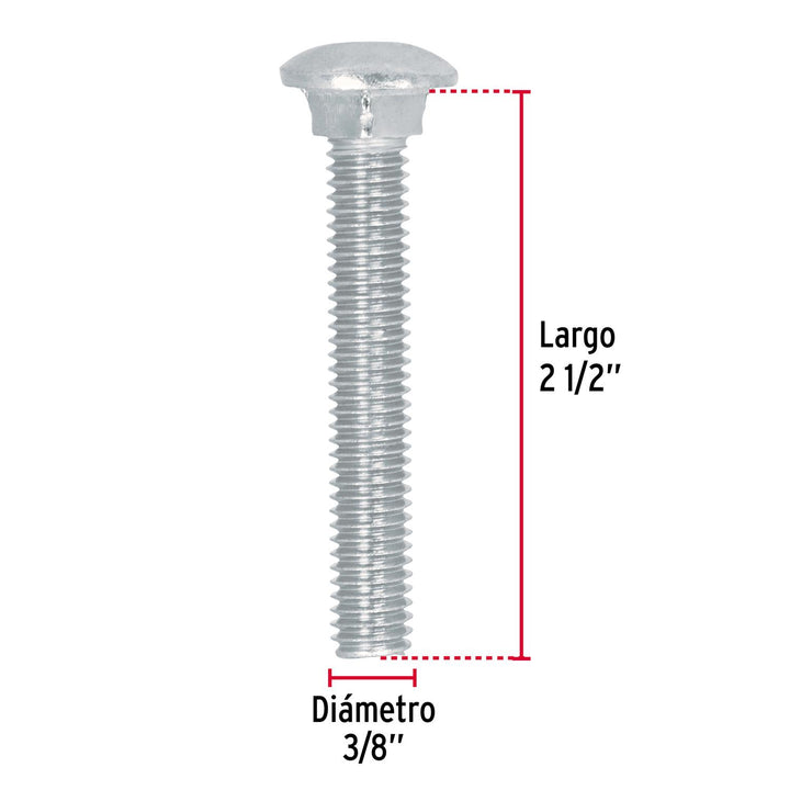 Tornillo tipo coche, 3/8 x 2-1/2', bolsa con 50 piezas Fiero - Mundo Tool 