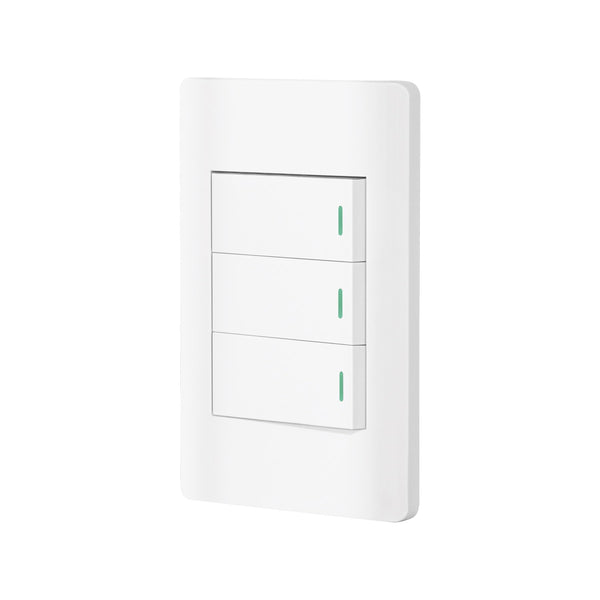 Volteck PA-APTR-ELB, Placa armada blanca 2 interruptores sencillos y 1 de 3 vías línea Lisboa - Mundo Tool 