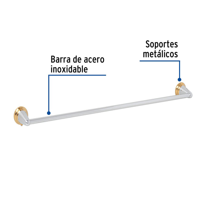 Toallero de barra metálico acabado cromo-oro, Foset Aqua - Mundo Tool 