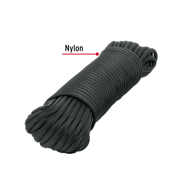 Piola de Nylon Paracord de 4mm x 15 m, negro, Fiero - Mundo Tool 