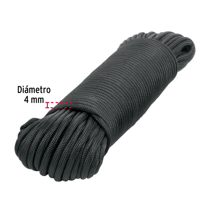 Piola de Nylon Paracord de 4mm x 30 m, negro, Fiero - Mundo Tool 