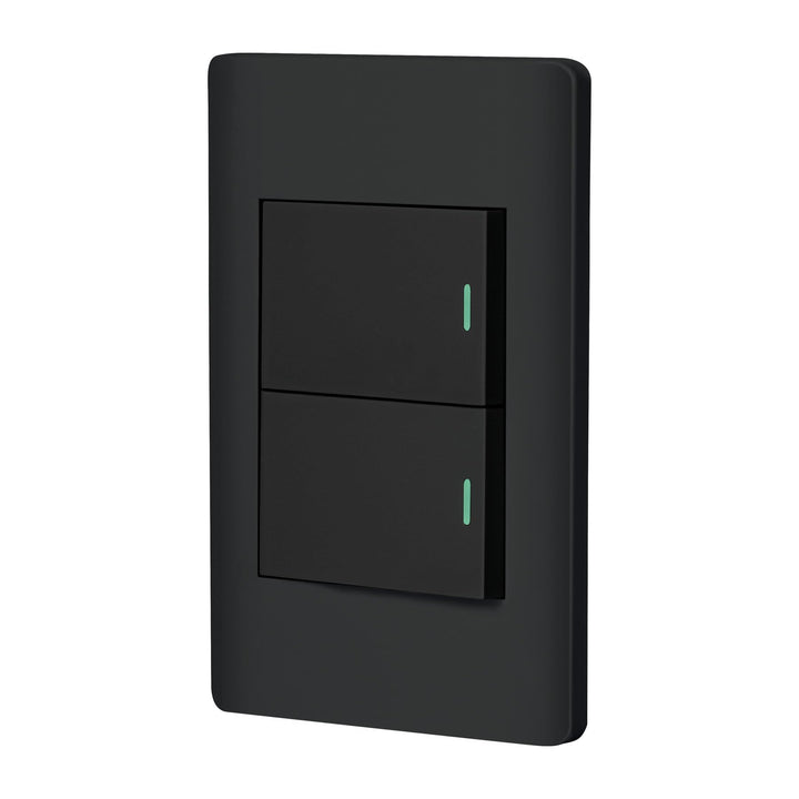 Volteck PA-APDO15-ELN, Placa armada negra 1 interruptor sencillo y 1 de 3vías línea Lisboa - Mundo Tool 