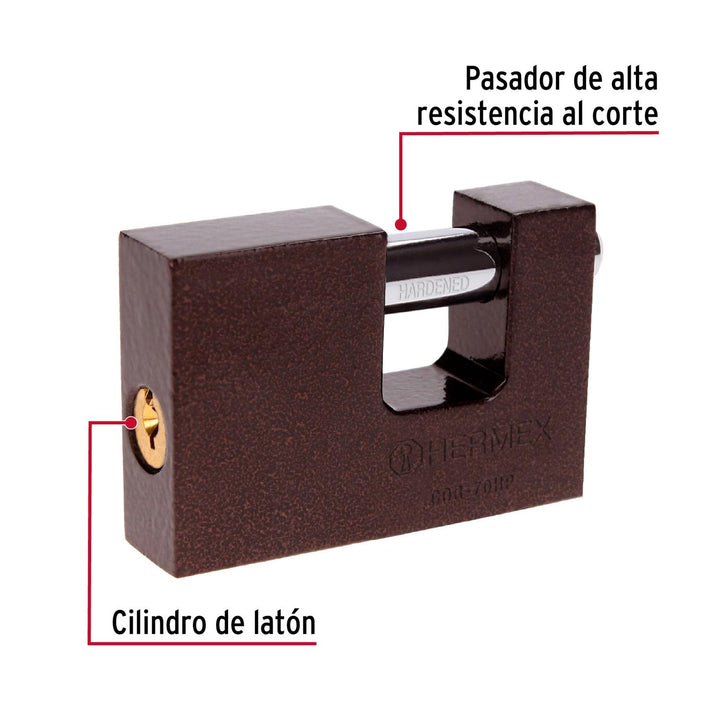 Candado antipalanca 70 mm cuerpo de hierro, Hermex - Mundo Tool 