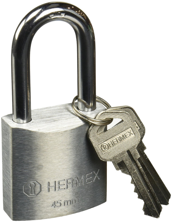 Hermex CZ-45L, Candado metálico, gancho largo 45 mm, en caja - Mundo Tool 