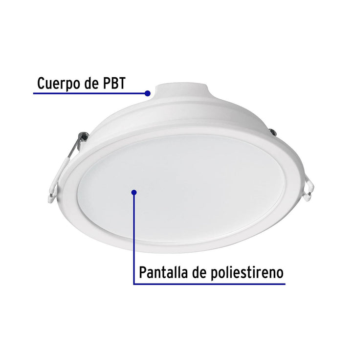 Luminario LED empotrable 12 W redondo, luz de día, Basic - Mundo Tool 