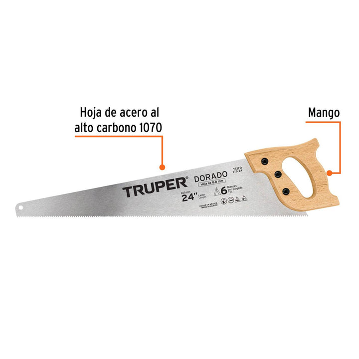 Serrucho 24' Dorado 6 Dpp Truper - Mundo Tool 