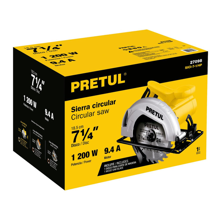 Sierra circular 7-1/4" 1200 W, Pretul - Mundo Tool 