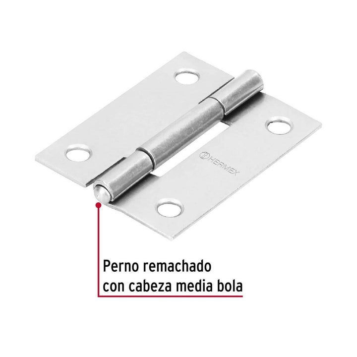 Bisagra Rectangular 2' Acero Pulido Hermex - Mundo Tool 