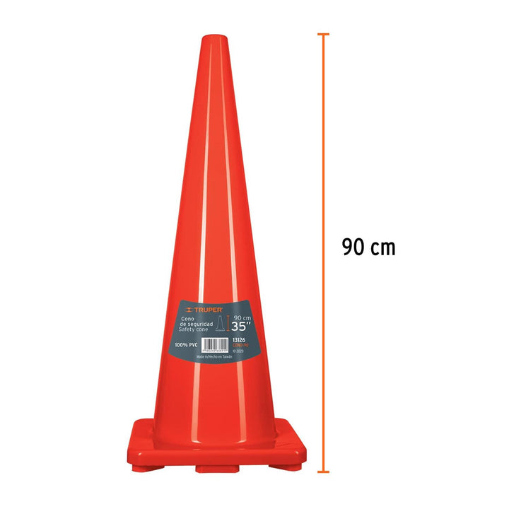 Cono de precaución de 90 cm de PVC, Truper - Mundo Tool 