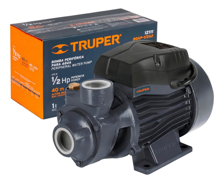 Bomba Eléctrica Periférica Para Agua 1/2 Hp Truper 12111 Color Negro Frecuencia 60 Hz - Mundo Tool 