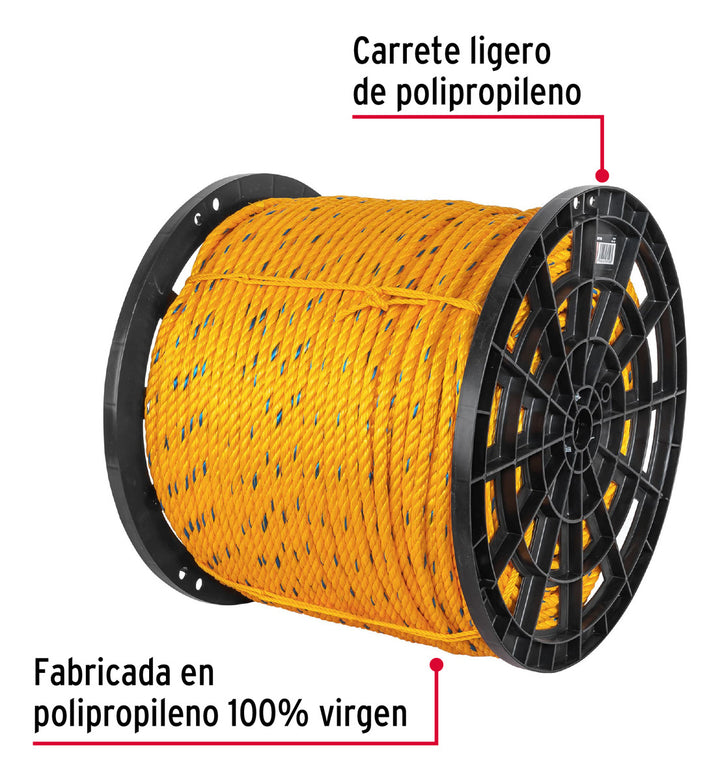Metro De Cuerda Amarilla De 13mm En Rollo De 420m Fiero - Mundo Tool 
