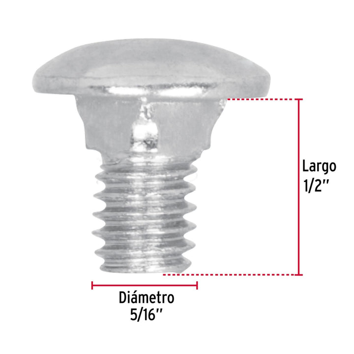 Tornillo tipo coche, 5/16 x 1/2', bolsa con 100 piezas Fiero - Mundo Tool 