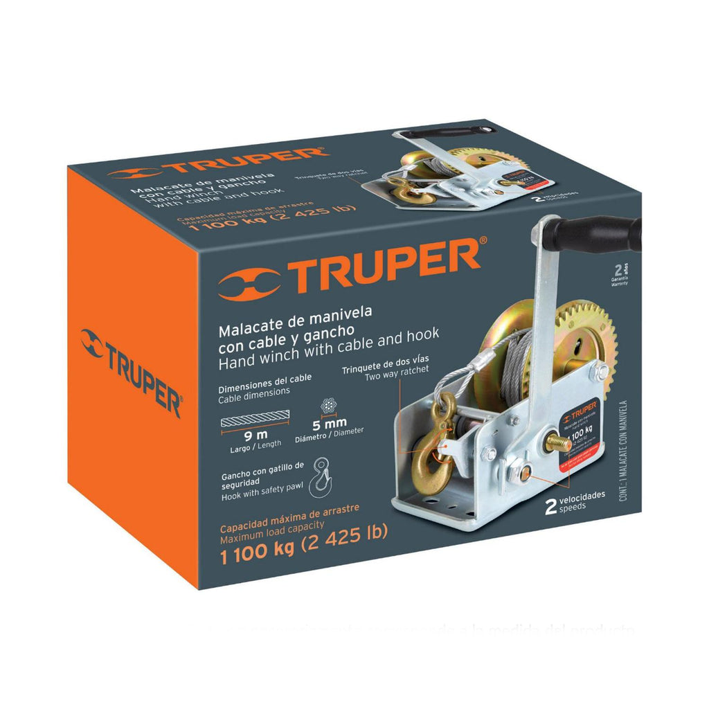 Malacate Con Manivela 300 Kg Con Cable Truper - Mundo Tool 