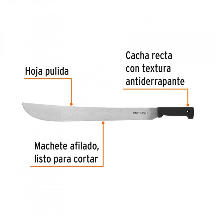 Machete Estándar 22' Cacha Negra Truper - Mundo Tool 