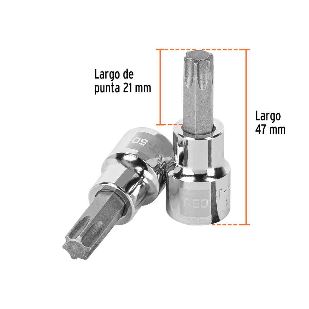 Dados punta Torx T-50 cuadro 3/8 Truper