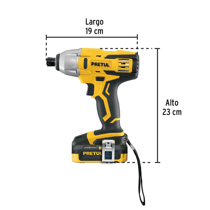 Destornillador de impacto inalámbrico 1/4', 20 V, Pretul - Mundo Tool 