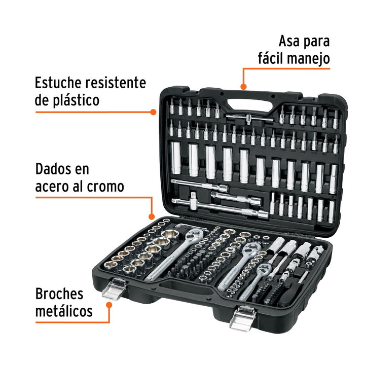 Juego de 172 herramientas 1/4", 3/8" y 1/2" mm p/mecánico - Mundo Tool 
