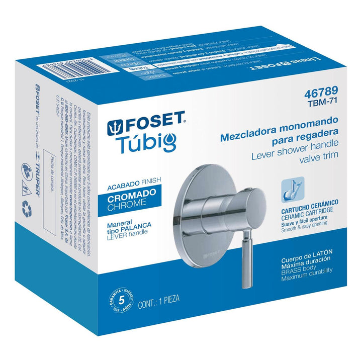 Monomando para regadera, cromo, Foset - Mundo Tool 