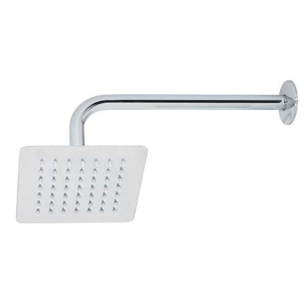 Foset Tubig R-414, Regadera cuadrada 6″, acero inoxidable, con brazo, cromo - Mundo Tool 