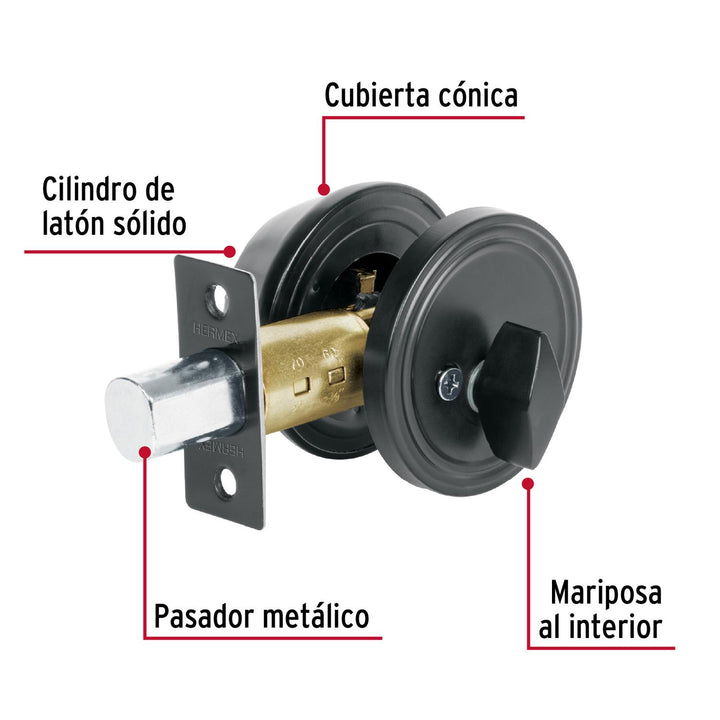 Cerrojo llave-mariposa negro, llave tradicional, Basic - Mundo Tool 